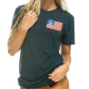 AVIATOR NATION rare peace warrior flag t shirt